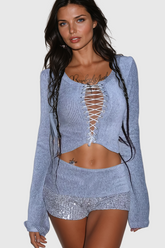 Afaf Payet Bağcıklı Triko Pantolon Takım